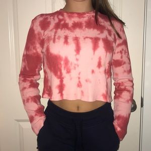 Red cropped long sleeve